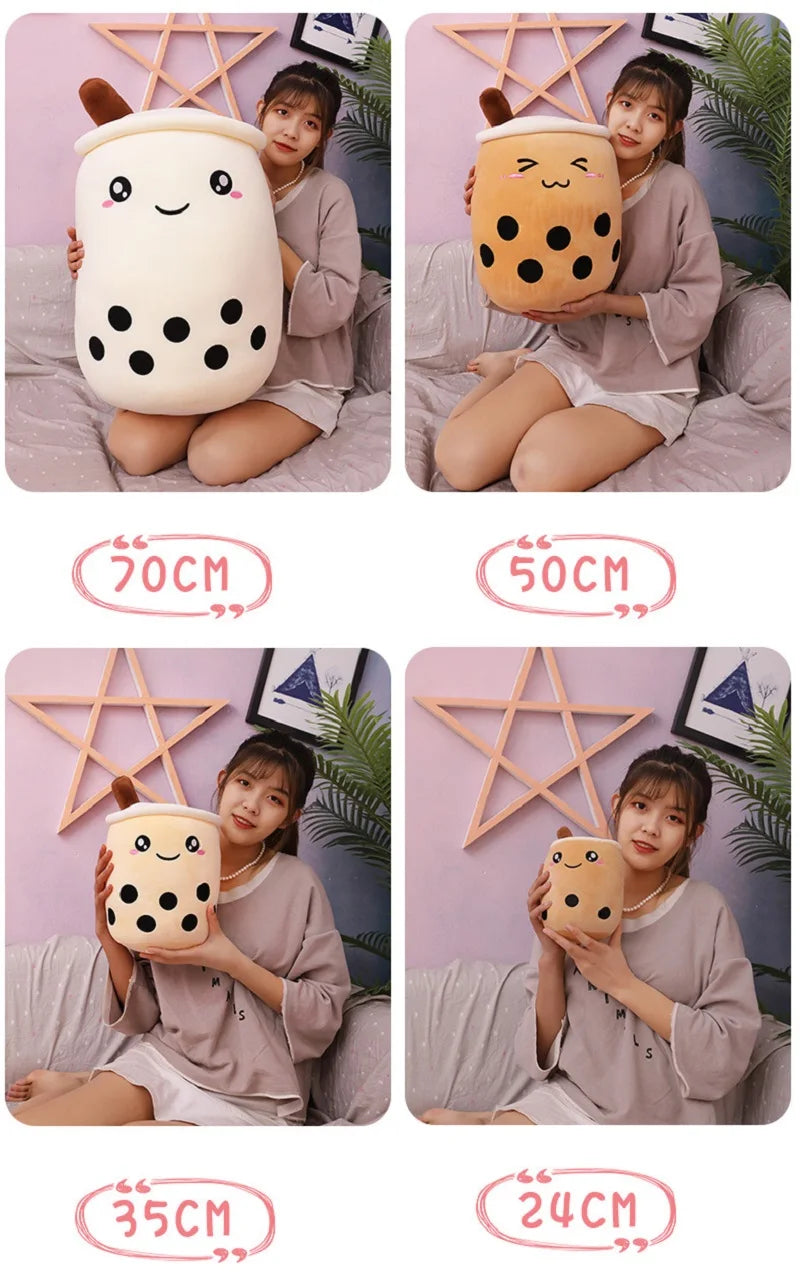 Boba Milk Tea Plush Pillow | Soft Squishy Stuffed Cushion Toy for Kids, Bedroom Decor & Gifts (24-70cm)